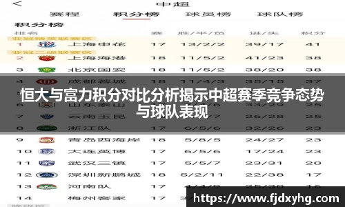恒大与富力积分对比分析揭示中超赛季竞争态势与球队表现